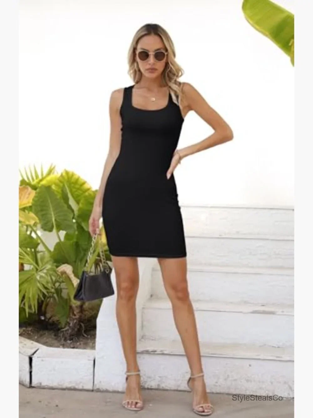 Ribbed Knit Mini Tank Dress Bodycon Fitted Summer Casual Clubwear - Picture 4 of 7